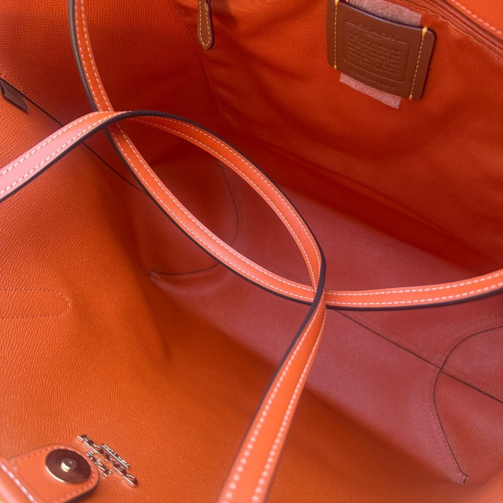 coach City Tote Bag In Signature Canvas With Orange Print cal74 - Picture 4 of 6